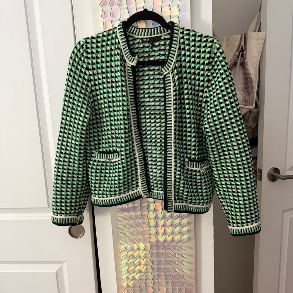 Maje Green and Black Checkered Blazer